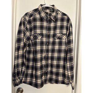Field & Stream Mens XL Plaid Flannel Shirt Button Up Pockets Rugged Vtg Cotton